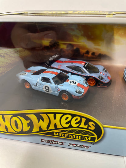 Hot Wheels 1/64 Premium Collector Car Culture Box Set Gulf Blue & Orange - JHW43