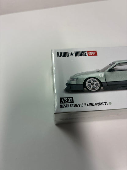 Mini GT x Kaido House 1/64 Nissan Silvia S13-R Kaido Works V1 Green - KHMG232 - Damaged Box
