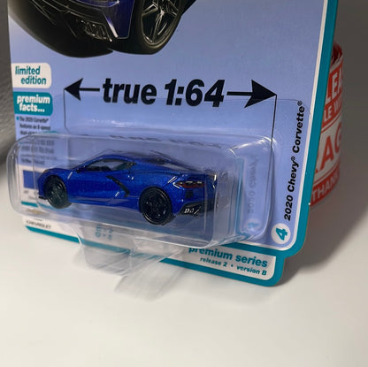 1/64 Auto World Sports Cars Version B 2020 Chevy Corvette Elkhart Lake Blue - Damaged Card