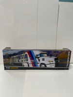 Maisto 1/64 Transporters Mercedes-Benz Actros 1851/ 1990 Mercedes-Benz 190 E Red & Black - Damaged Box