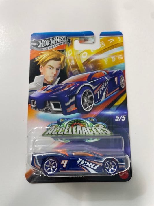 Hot Wheels 1/64 Silver Series Acceleracers Revert Teku Blue - JCB95 (Euro Card) - Damaged Box