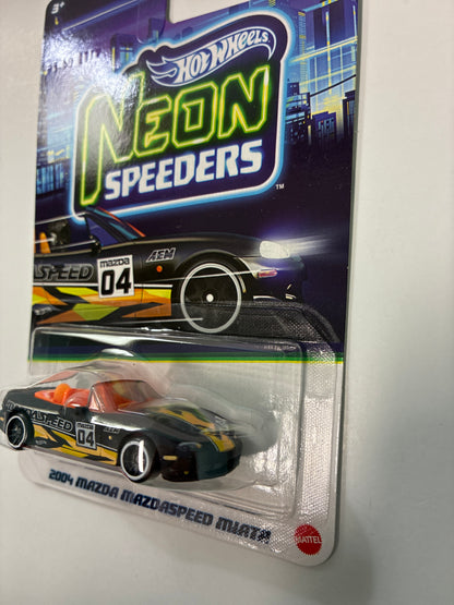 Hot Wheels 1/64 Neon Speeders 2004 Mazda Mazdaspeed Miata Black - JKY08