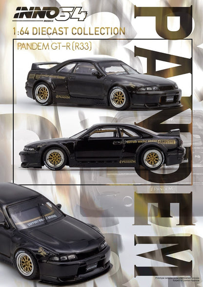 Inno64 1/64 Nissan GT-R (BCNR33) Pandem/ Rocket Bunny Black - IN64-R33P-BLA