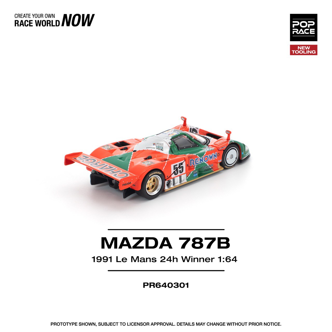 Pop Race 1/64 Mazda 787B  Le Mans 1991 Green & Orange - PR64-0301