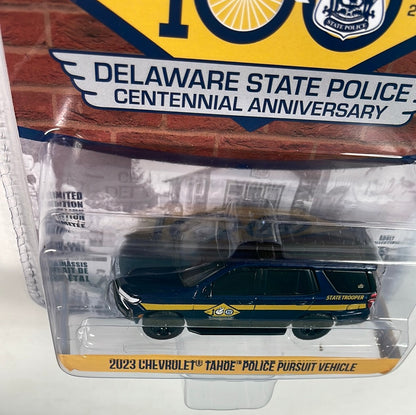 Greenlight 1/64 Delaware State Police 2023 Chevrolet Tahoe Police Pursuit Vehicle Blue