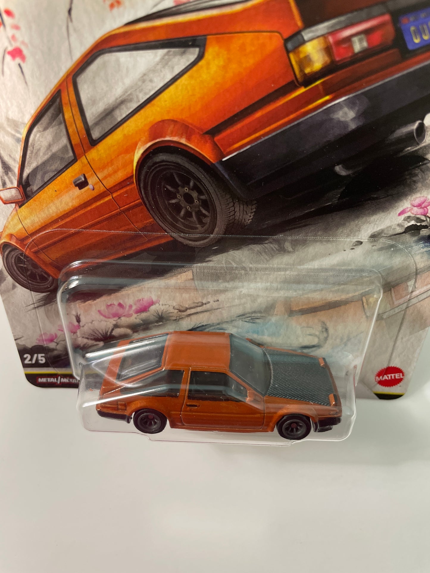 Hot Wheels 1/64 Car Culture Japan Historics 5 Toyota AE86 Sprinter Trueno Orange - JKF10 - Damaged Box