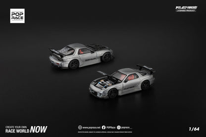 Pop Race 1/64 2025 MiniCar a Gogo!! Mazda RX7 RE-Amemiya Widebody Silver