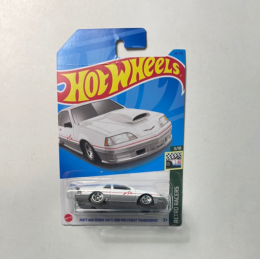Hot Wheels 1/64 Matt and Debbie Hay’s 1988 Pro Street Thunderbird White - Damaged Box