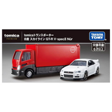 Tomica Premium 1/64 Transporter Nissan Skyline GT-R V. spec II Nur Red & White