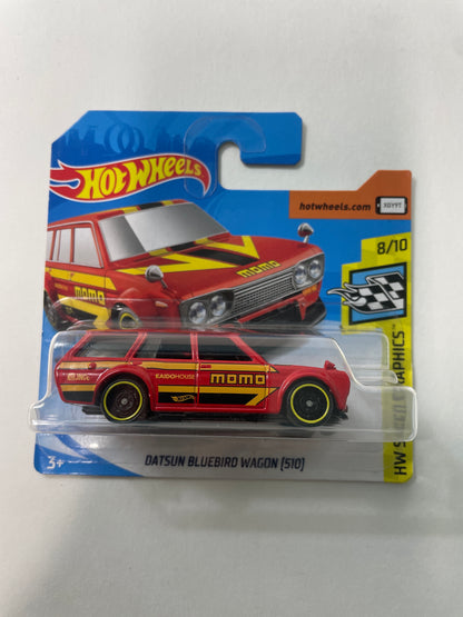Hot Wheels 1/64 Datsun Bluebird Wagon (510) Momo Short Card Red - Damaged Box