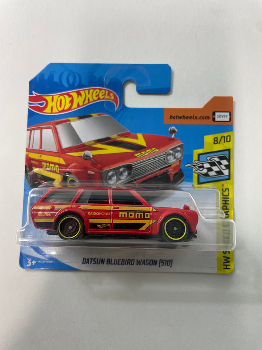 Hot Wheels 1/64 Datsun Bluebird Wagon (510) Momo Short Card Red - Damaged Box