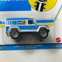 Hot Wheels 1/64 Pop Culture Bilstein Land Rover Defender 110 Hardtop White & Blue