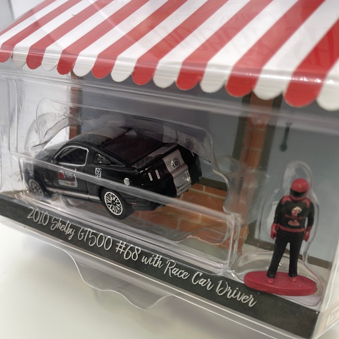 1/64 Greenlight The Hobby Shop Series 15 2010 Shelby GT500 #68 w/ Race Car Driver Black (Read Description)