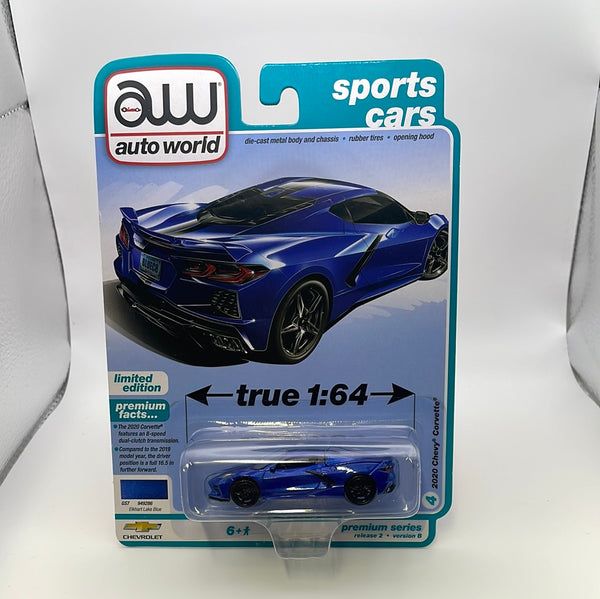 1/64 Auto World Sports Cars Version B 2020 Chevy Corvette Elkhart Lake Blue - Damaged Card