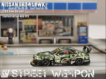 Street Weapon 1/64 Nissan Skyline ER34 LBWK Green