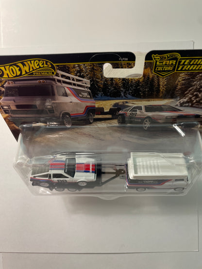 Hot Wheels 1/64 Car Culture Team Transport F Case DMC Delorean w/ HW Rally Hauler White & Black