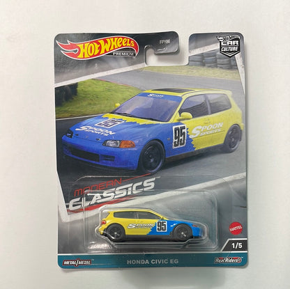 Hot Wheels 1/64 Car Culture Modern Classics Honda Civic EG Spoon Yellow & Blue - Damaged Card