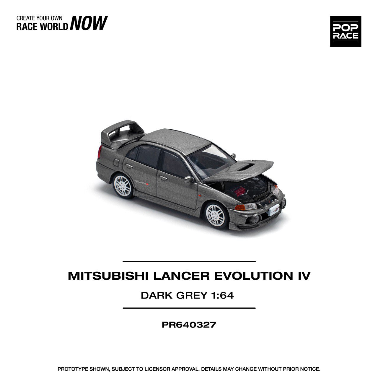Pop Race 1/64 Mitsubishi Lancer Evolution IV Dark Grey - PR64-0327