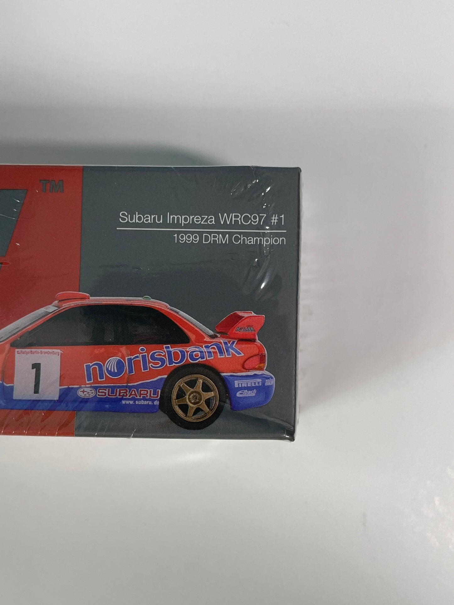 Mini GT 1/64 Subaru Impreza WRC97 #1 1999 DRM Champion Red & Blue - MGT01140 - Damaged Box
