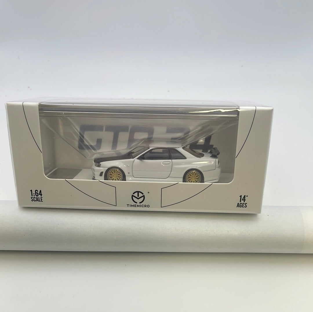 Time Micro 1/64 Nissan Skyline GT-R R34 White