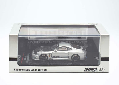 Inno64 1/64 Toyota Supra (A80) GT300 Top Secret GTShow 2025 Event Edition Silver & Black