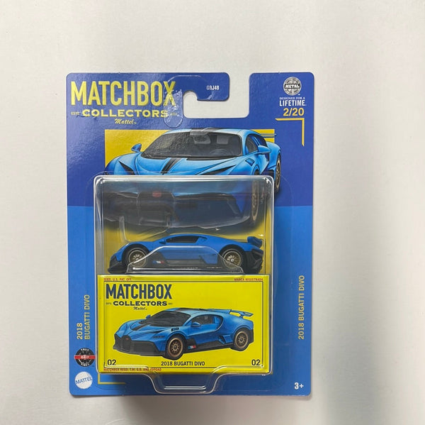 Matchbox Collectors 1/64 2018 Bugatti Divo Blue - Damaged Card