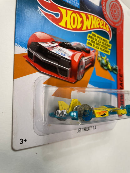 Hot Wheels 1/64 High Speed Wheels Track Stars Jet Threat 3.0 Yellow & Blue BDW21 - Damaged Box