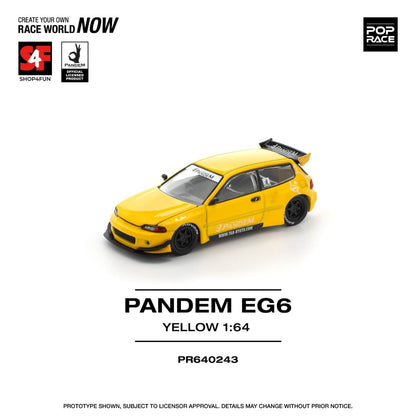 Pop Race 1/64 Philippine Manila Exclusive Pandem Honda Civic EG6 Yellow