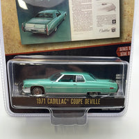 1/64 Greenlight Vintage Ad Cars Series 9 1971 Cadillac Coupe Deville Green