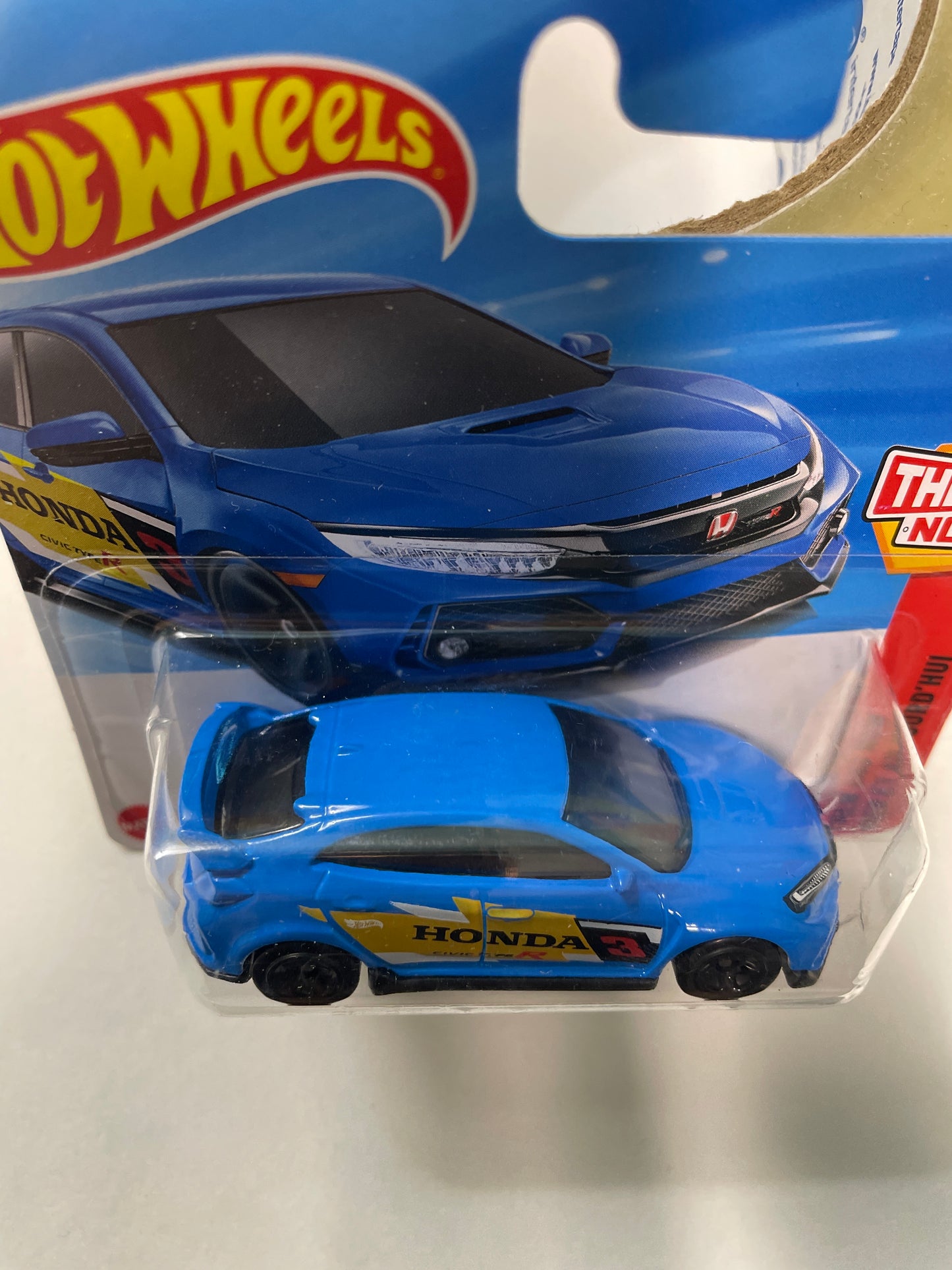 Hot Wheels 1/64 2018 Honda Civic Type R Short Card Blue - Damaged Box