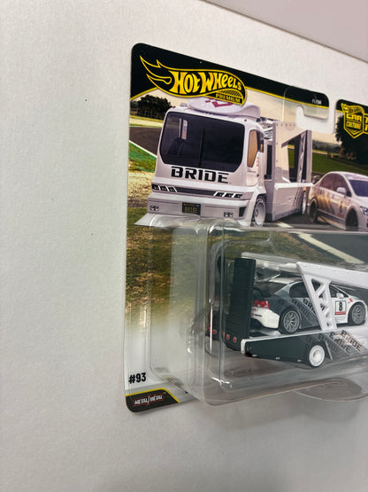 Hot Wheels 1/64 Car Culture Team Transport 2026 Mix L '07 Honda Civic Type R & Kousoku Hauler Camion De Transport White & Black - JHX94 - Damaged Box