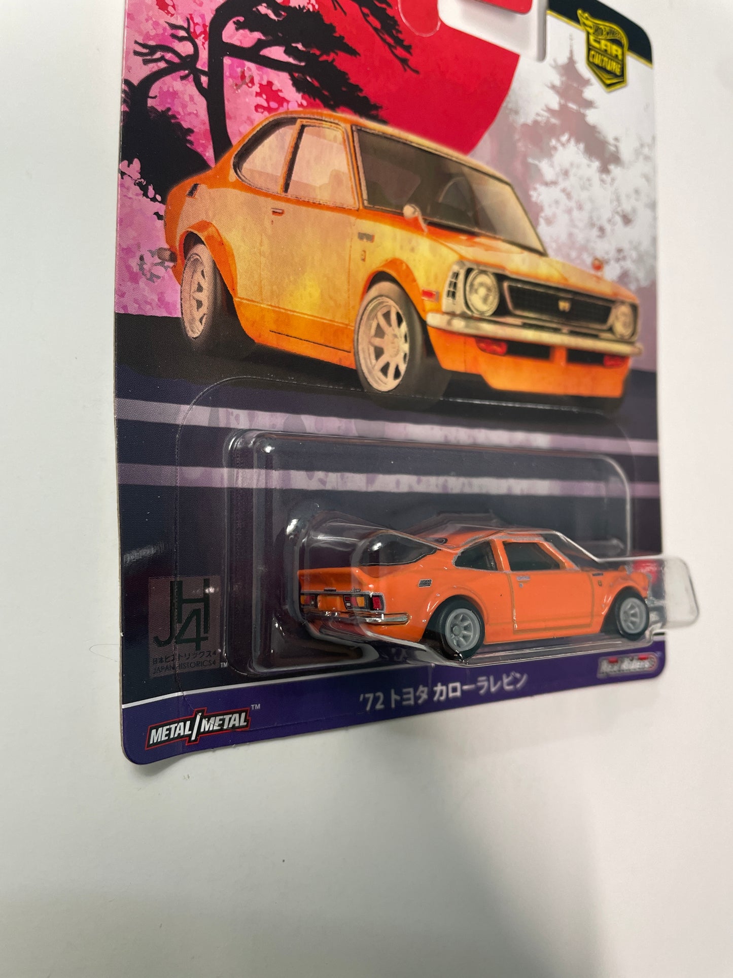 Hot Wheels 1/64 Car Culture Japan Historics 4 ‘72 Toyota Corolla Levin Orange - HRV69 - Damaged Card