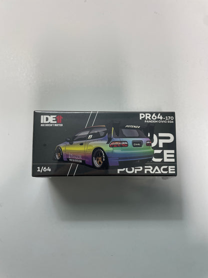 Pop Race 1/64 IDE Honda Pandem Civic EG6 Magic Chrome
