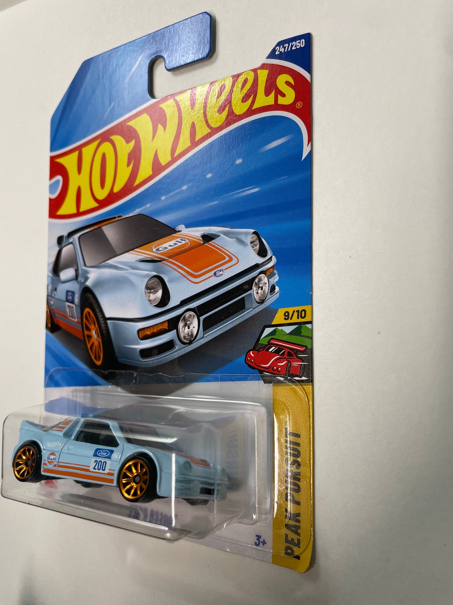 Hot Wheels 1/64 Ford RS200 Blue Gulf - Damaged Box