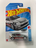 Hot Wheels 1/64 Zamac ‘90 Honda Civic EF Silver - Damaged Card & Car