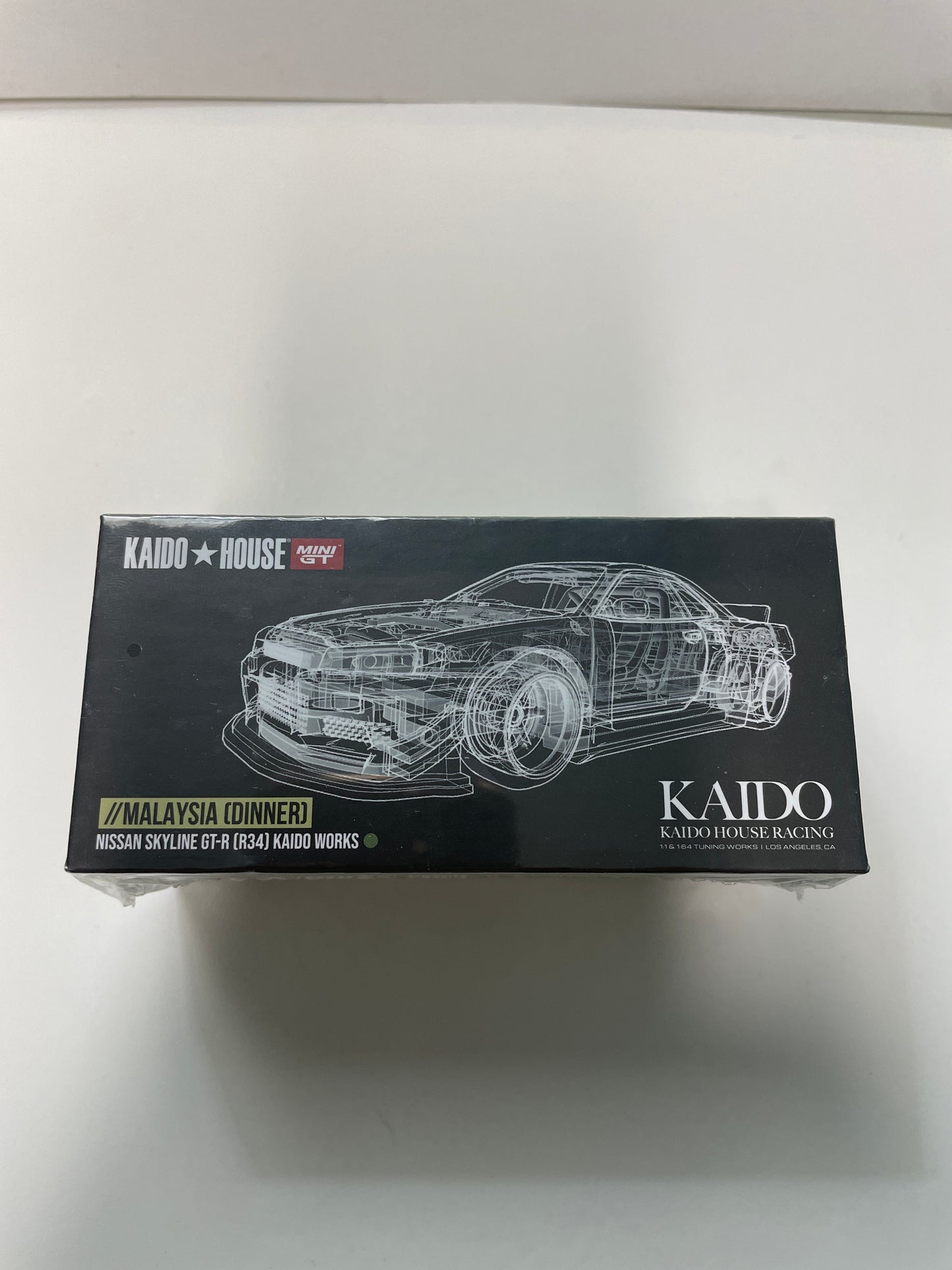 Mini GT x Kaido House 1/64 2023 “One Night in Malaysia” Dinner Car Nissan Skyline GT-R (R34) Kaido Works Millennium Jade Green
