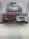 Greenlight 1/64 Racing Hitch & Tow 1966 Dodge D-100 & 1969 Dodge Charger "Super Charger" w/ Enclosed Car Hauler Red & White