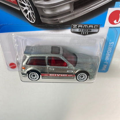 Hot Wheels 1/64 Zamac ‘90 Honda Civic EF Silver - Damaged Card