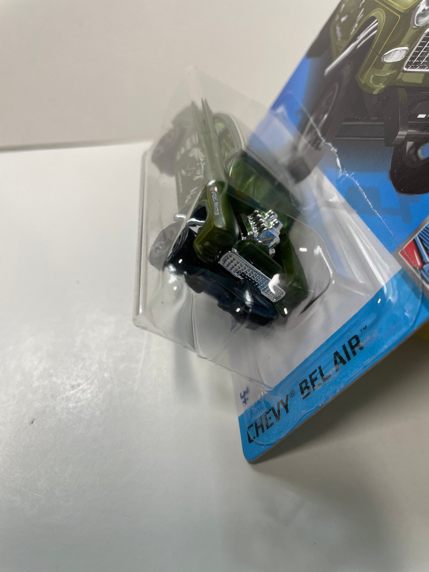 Hot Wheels 1/64 ‘55 Chevy Bel Air Gasser Triassic-Five green - Damaged Box