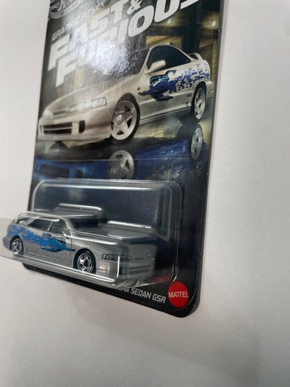 Hot Wheels 1/64 Silver Series Graphic Remix Fast & Furious Custom/ Personnalise Acura Integra Sedan GSR Silver - JBY45 - Damaged Box