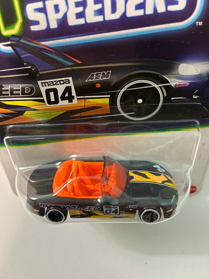 Hot Wheels 1/64 Neon Speeders 2004 Mazda Mazdaspeed Miata Black - JKY08