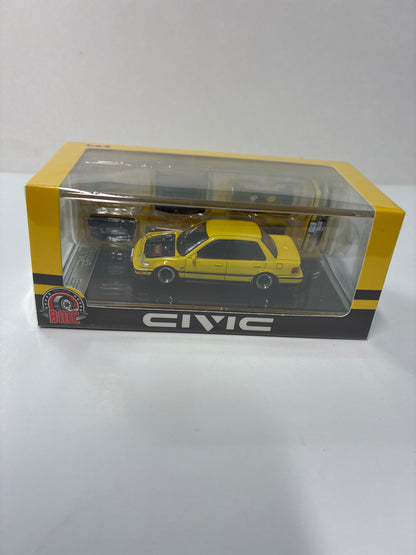 BM Creations 1/64 Honda Civic EF2 Custom Yellow - 64B0470