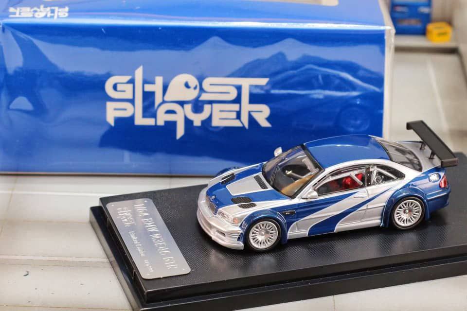 Ghost Player 1/64 BMW M3 E46 GTR Silver & Blue Need for Speed