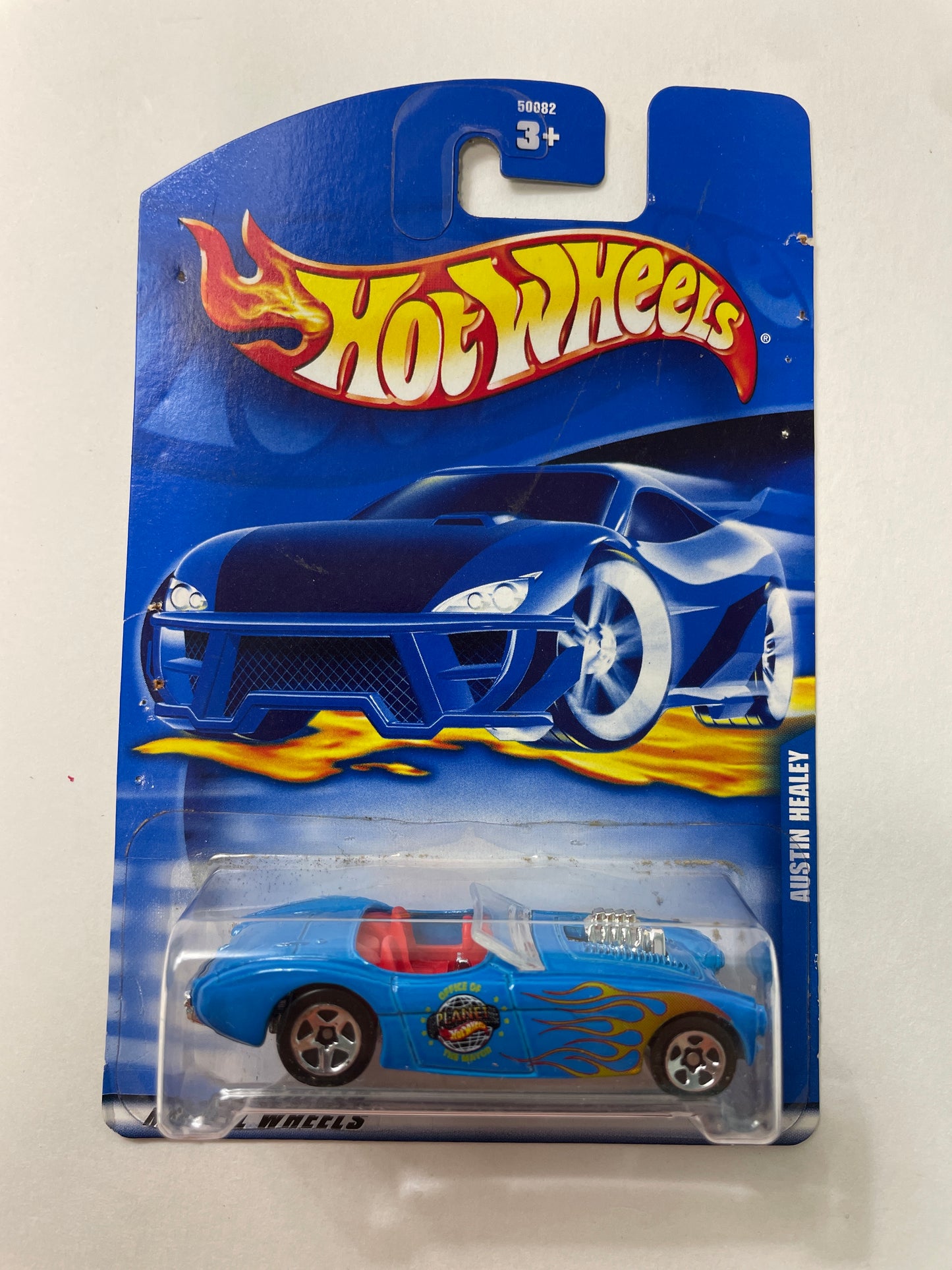 Hot Wheels 1/64 Austin Healey Blue - Damaged Car & Box (Read description)