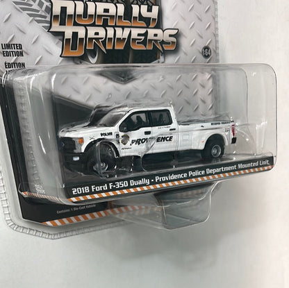 Greenlight 1/64 Dually Drivers 2018 Ford F-350 Dually - Providence Police Department Mounted Unit White