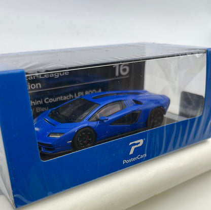 Postercars 1/64 n16 Hypercar League Collection Lamborghini Countach LPI 800-4 Bleu Blue