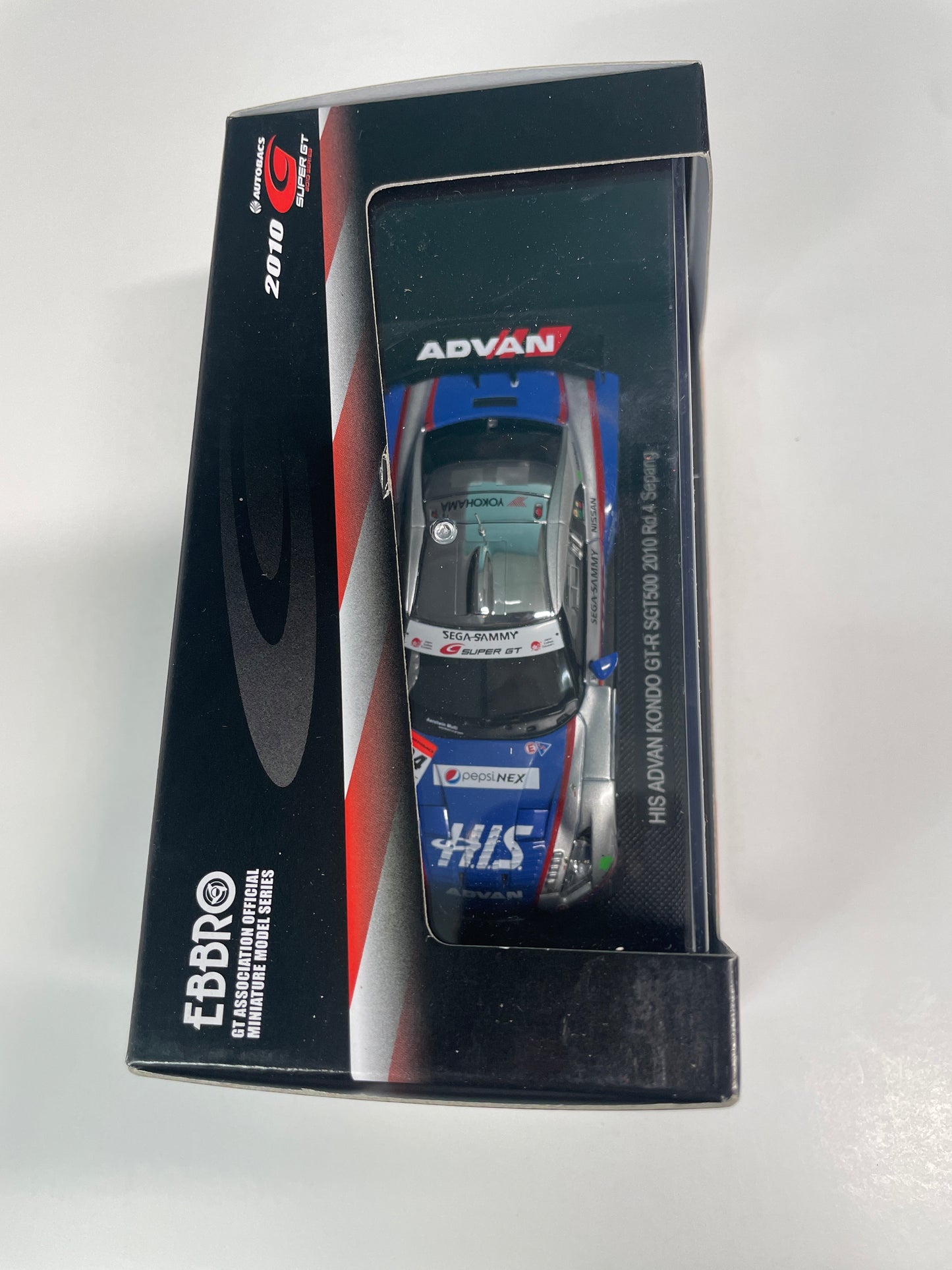 Ebbro 1/43 Nissan Super GT500 HIS Advan Kondo GT-R  Rd.4 Sepnag n24 Blue & Silver