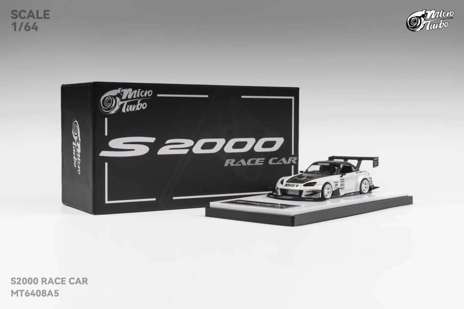 Micro Turbo 1/64 Honda S2000 Race Car Metallic White