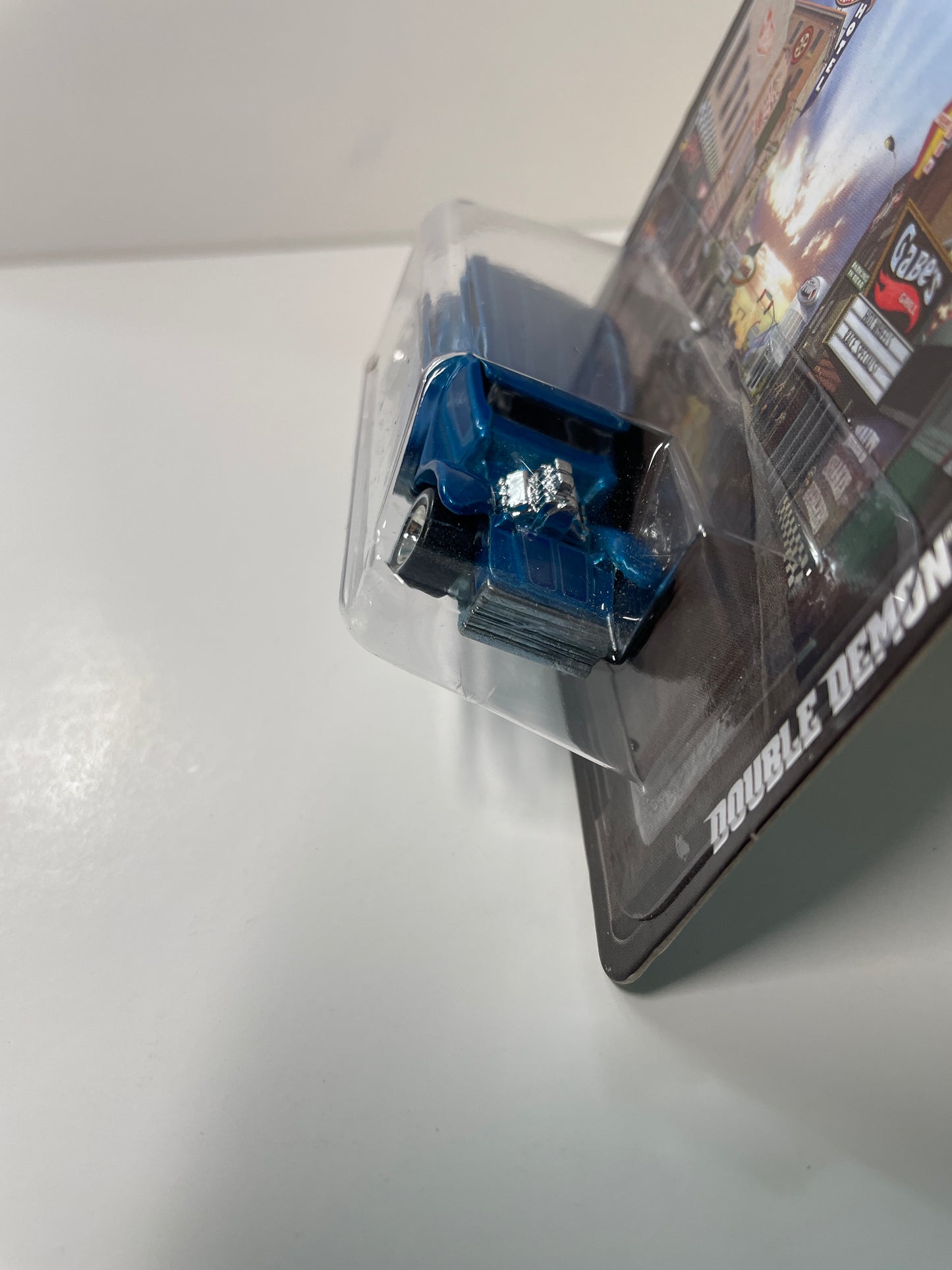 Hot Wheels 1/64 Boulevard Double Demon Blue - Damaged Card