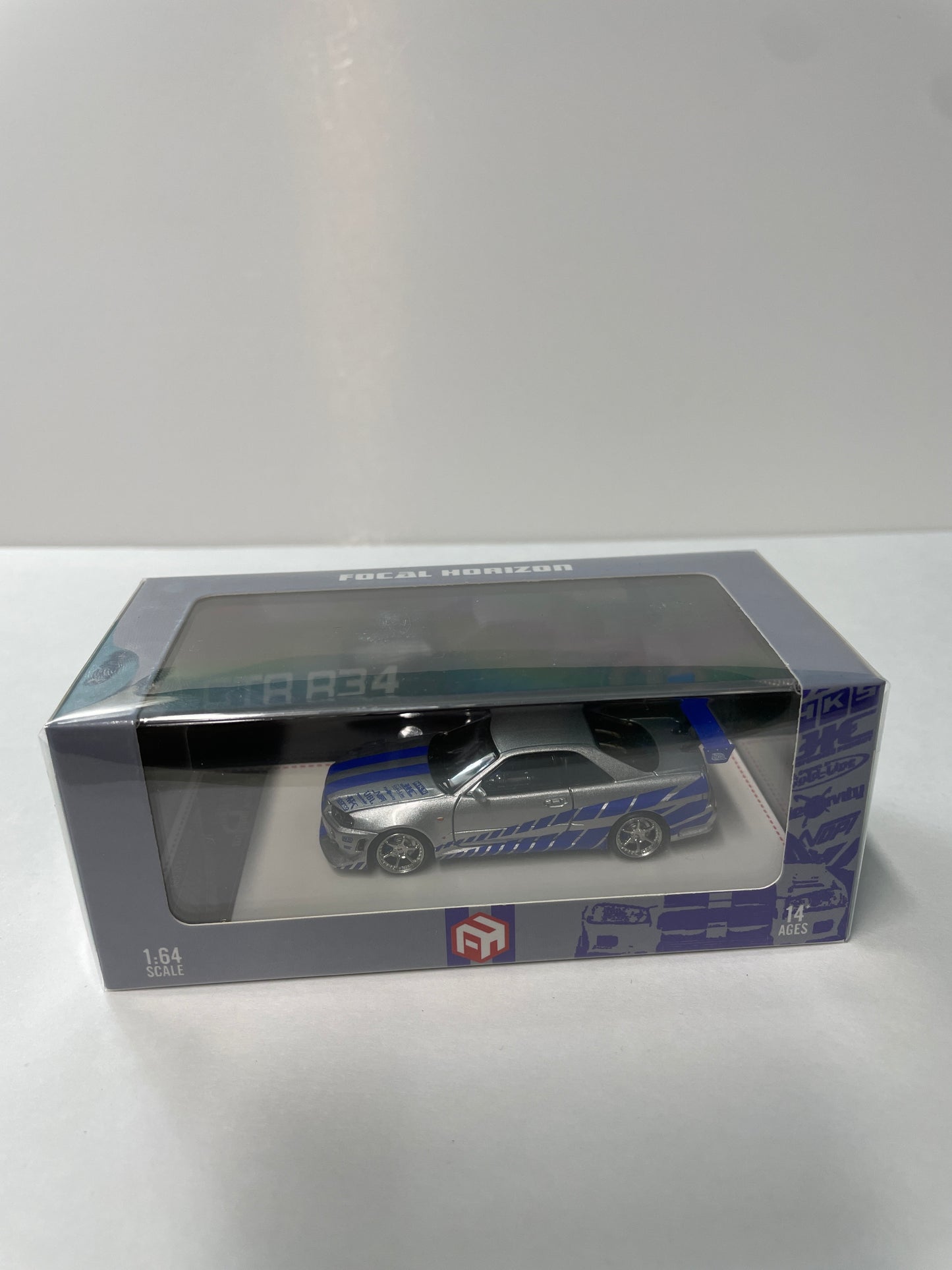 Focal Horizon 1/64 Nissan Skyline GTR R34 Silver & Blue